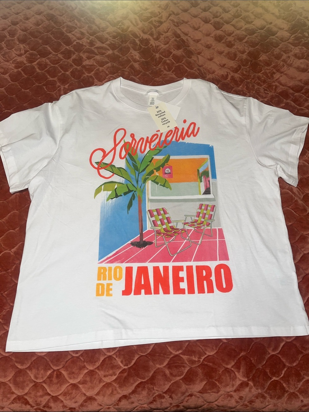 H&M White "Sorveteria Rio de Janeiro" Graphic Tee